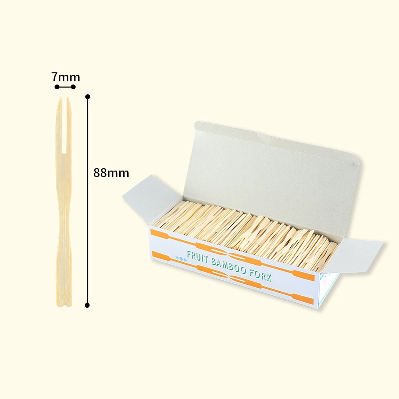 100/200/750pcs Disposable Fruit Fork Cake Picks Fruit Bamboo Stick Fork Mini Cocktail Forks Party Supplies for Appetizer Dessert
