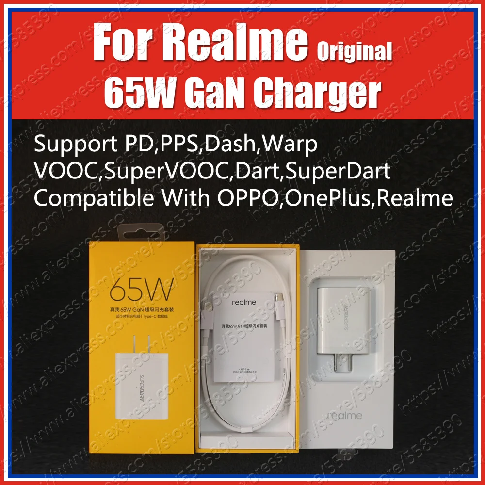 

VCA7JCCH GaN Type C Original Realme 65W SuperDart Charger Power Adapter For Realme 11 10 9 Pro Q5 10s GT2 Pro GT Neo2T