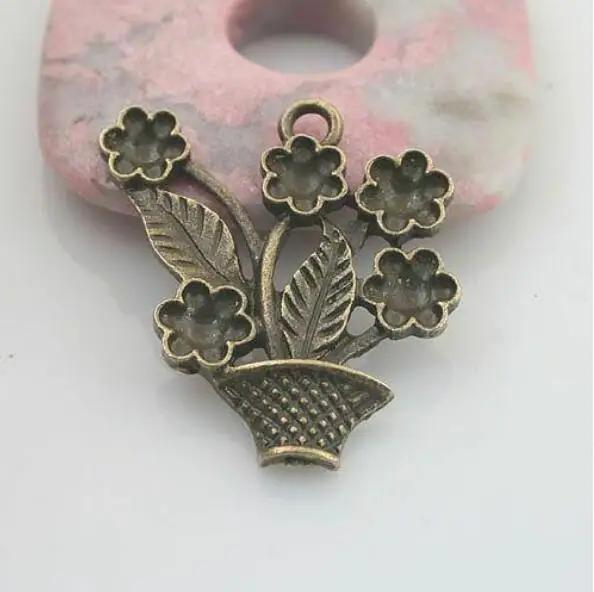 

10pcs 28x30mm,hole:2mm antiqued bronze color flower bonsai design pendant charm G1778