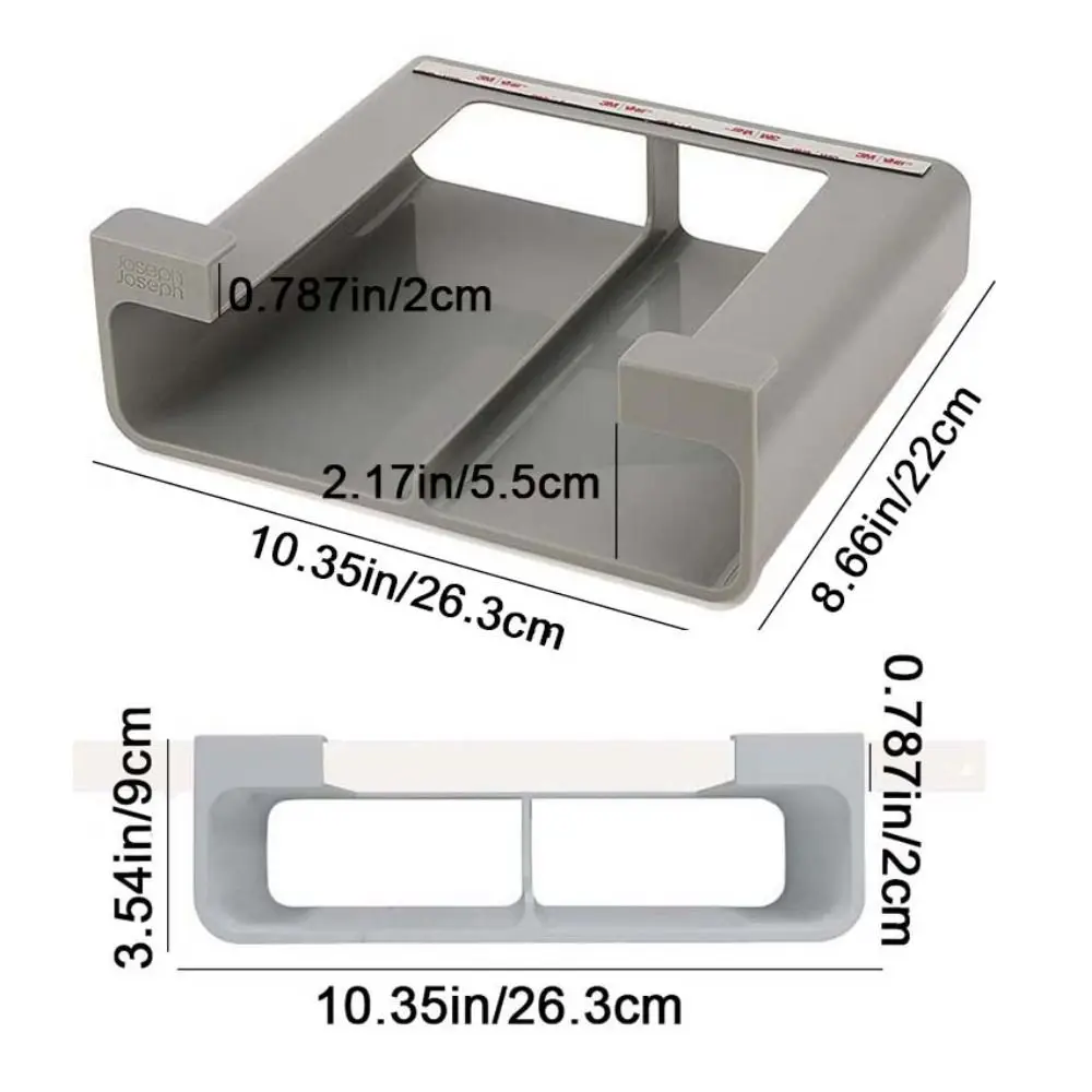 Plastic Cling Film Organizer Grey Wall Mounted Tinfoil Organizer No-Punch Space Saving Hanging Cabinet Storage Shelf for Home 6