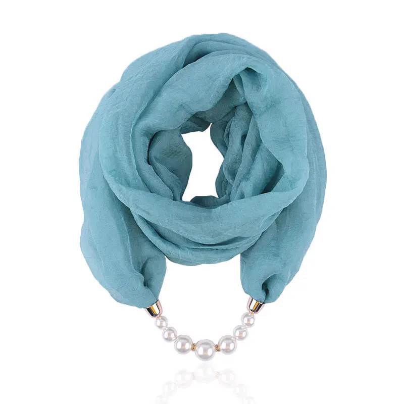 Se8be2a083bad43ddb83abcd3c5a2b604Y Solid color Jewelry Statement Necklace Pendant Scarf Women Neckerchief Foulard Femme Accessories Hijab Mallzona