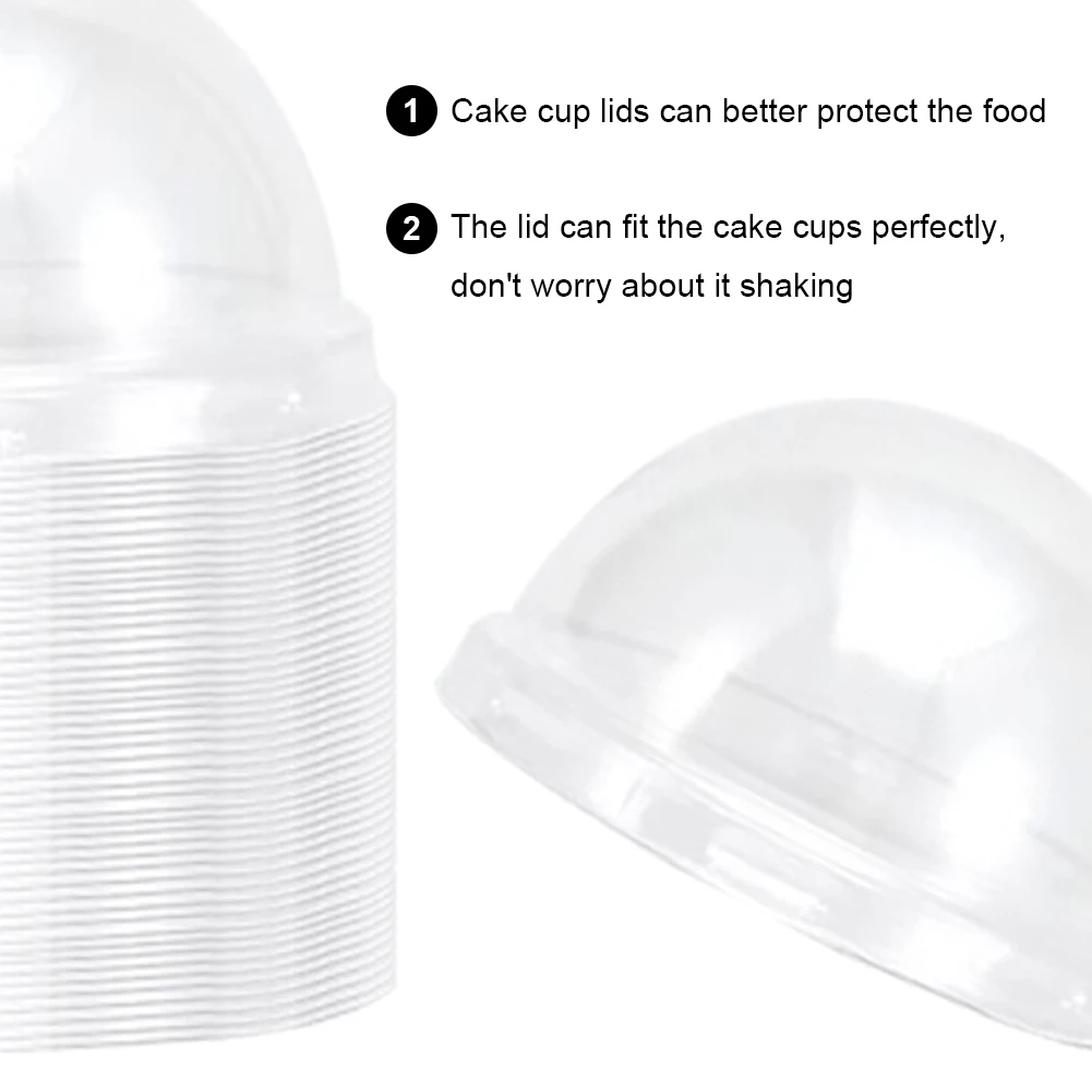 50 Pcs Plastic Lids No Hole Muffin Cupcake Cup Lids Disposable Cupcake Transparent Lid Cover Baking Supplies