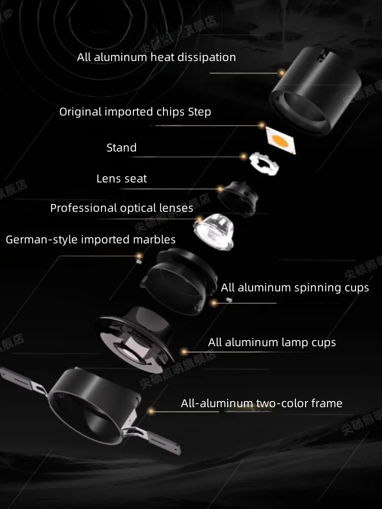 CANTH full spectrum eye protection deep anti-glare spotlights no frame downlights living room hill curved spotlights downlights