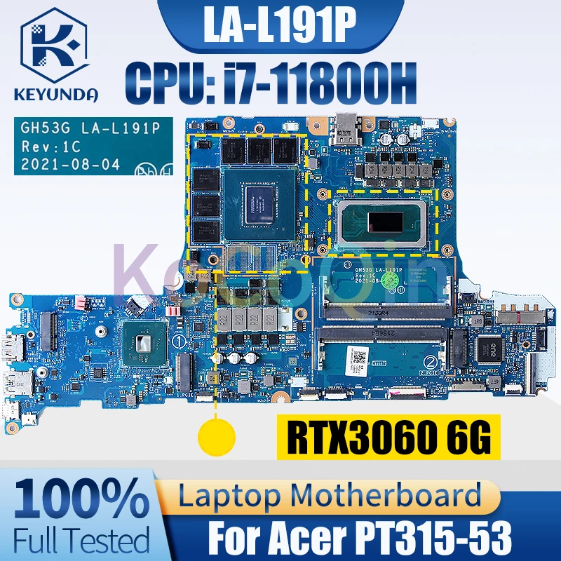 GH53G LA-L191P For Acer PT315-53 Notebook Mainboard SRKT3 i7