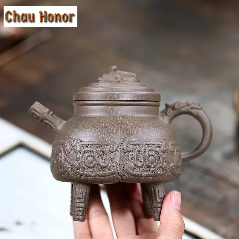350ml Yixing Raw Ore Duan Ni Quadruped Purple Clay Teapot Household Kung Fu Teaset Tea Ceremony Drinkware Accessories Customized