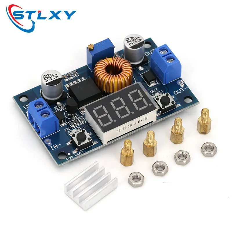 XL4015 5A 가변 전원 CC/CV 스텝다운 충전 모듈 LED 드라이버 전압계 전류계 정전류 정전압