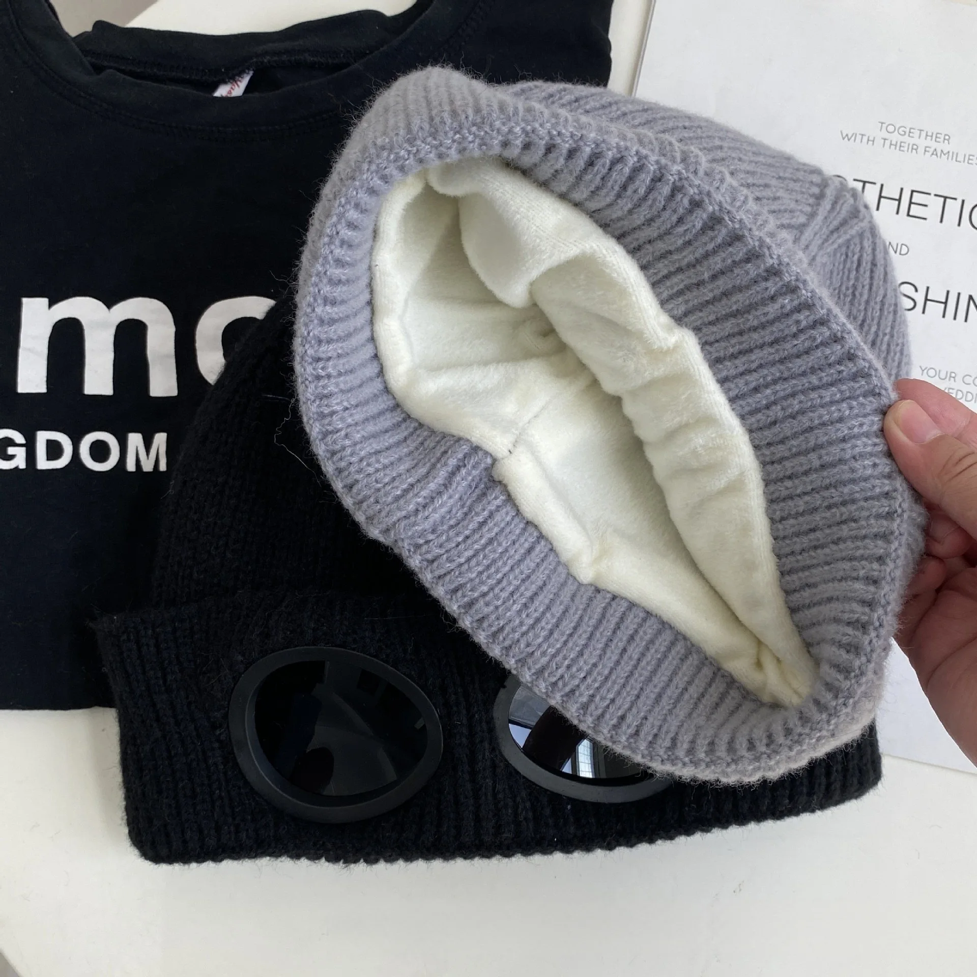Ski Snowboard Accessories Windproof Mirror Ski Cap Padded Warm Fashion Simple Daily Ski Dual-use Fall and Winter Fashion Single Product Wool Cap Windbreak