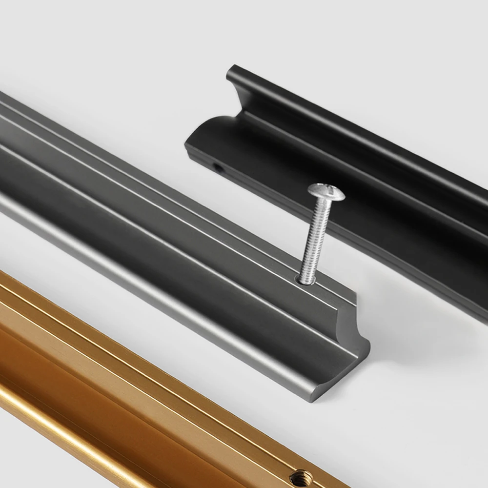 Black Gold Grey Kitchen Drawers Pulls Aluminum Alloy Furniture Handles Cupboard Wardrobe Pulls Handles for Kitchen Accessories cabinet handles