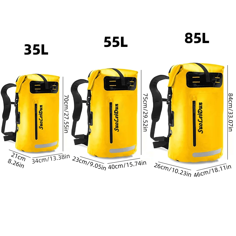 Tactical Backpack PVC Outdoor Sports Backpack Large Capacity 35L 55L 85L Fishing Storage Bag Beach Swimming Rafting River Rafting Boating Bags