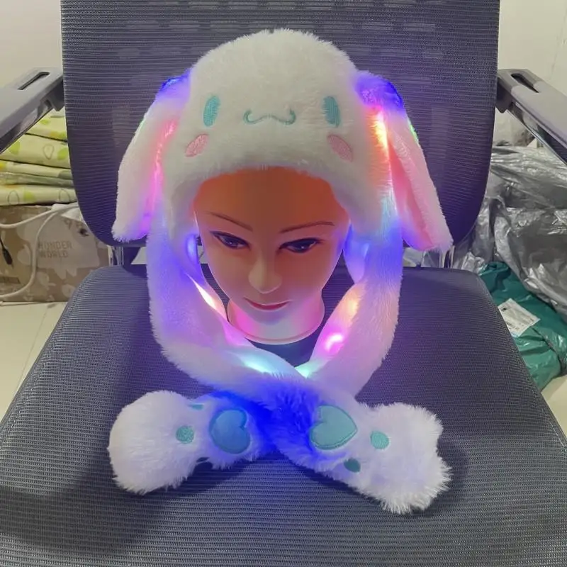 

Kawaii Sanrio Cinnamoroll Anime A Glowing Hat That Moves When Pinched Cute Cartoon Fashion Plush Airbag Cap Light Toys for Kids