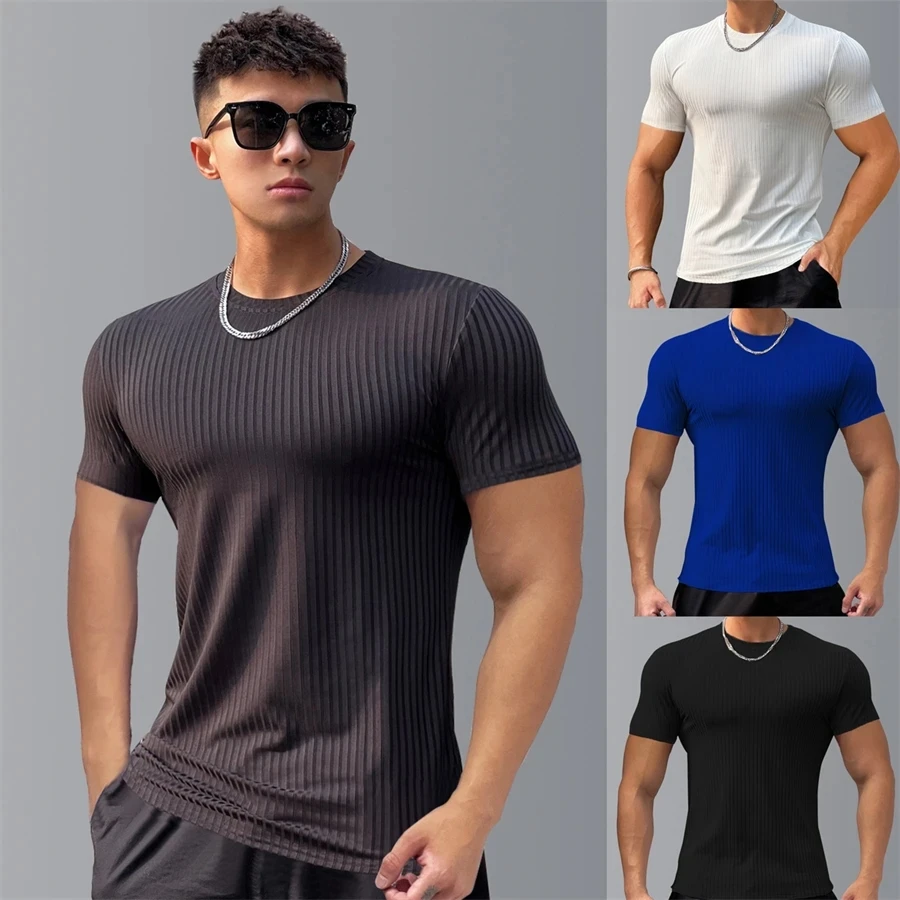 

New Men Summer Short Sleeve Fitness T Shirt Running Sport Gym Muscle big size T Shirt Workout Casual High Quality Tops Clothing