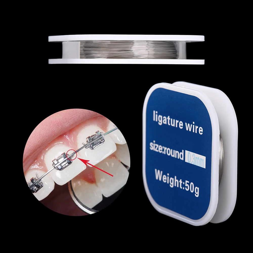 AZDENT 50 g/Rolle Dental Kieferorthopädische Ligatur Draht Bogen Drähte Edelstahl Runde Größe 0,2 mm 0,25 mm 0,3 mm Zahnmedizin Werkzeuge – Detail 10