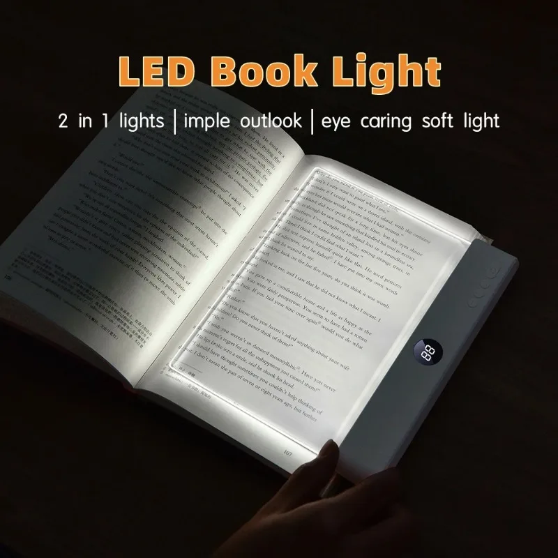 LED Panel Book Light Eye-Caring USB Rechargeable Reading Lamp for Students Night Reading Indoor Dimmable Desk Light Portable