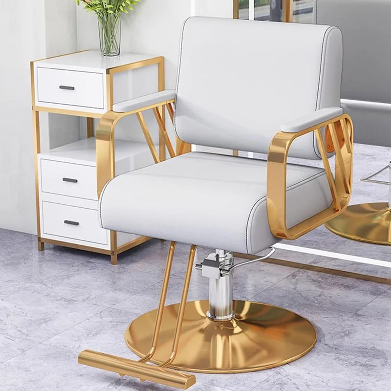 Chaise de barbier rotative et repose-pieds de pédicure, chaise de coiffure  esthétique de luxe, meubles de coiffure Golden Cadeira, MQ50BC