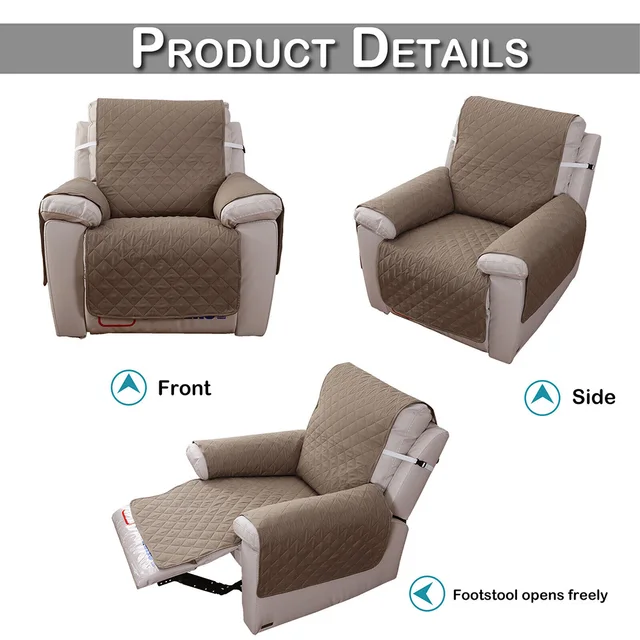 EBETA E - Housse De Fauteuil - Housse Extensible Pour Fauteuil De Relaxation Complet - Housse De Protection En Fauteuil élastique (gris Gaufré