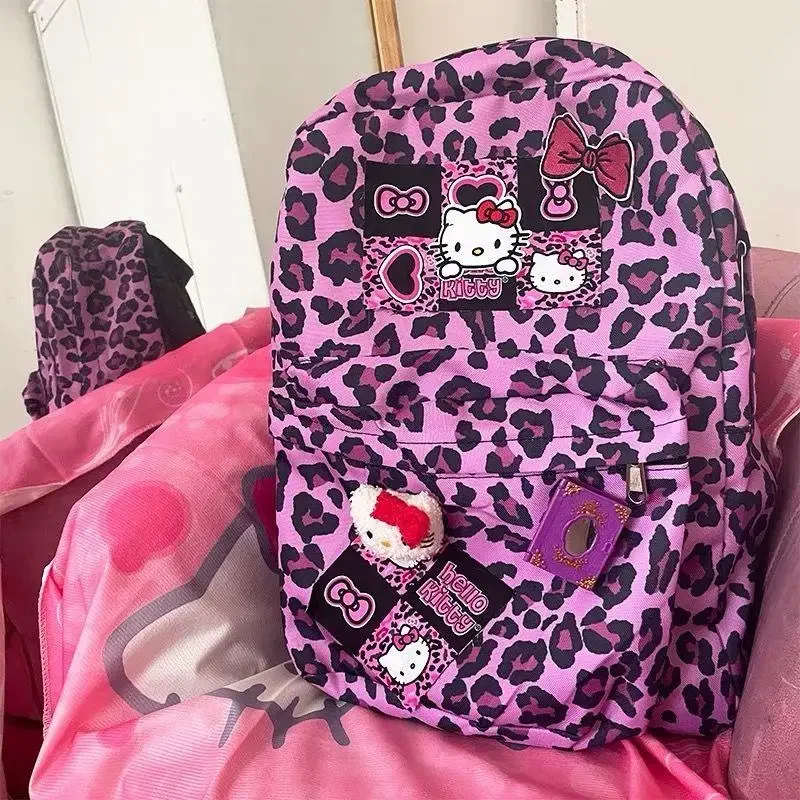 

Kawaii рюкзак женский школьный рюкзак милый аниме фиолетовый Леопардовый принт вместительная сумка Y2K острая девушка подарок на день рождения