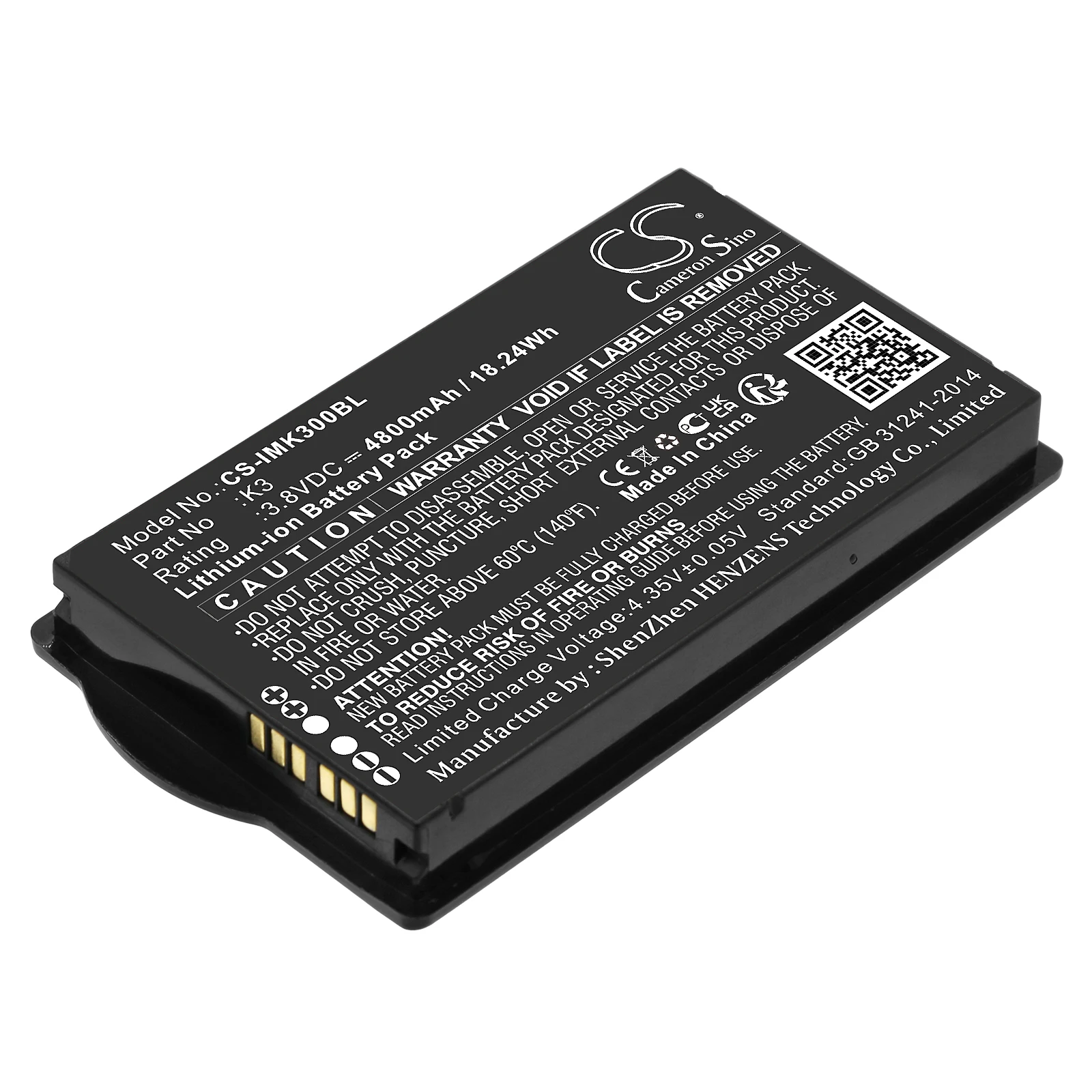 

Barcode Scanner 4800mAh / 18.24Wh Battery For Part No. iData CLP606 Fit Model iData K3 Color Black Volts 3.80V