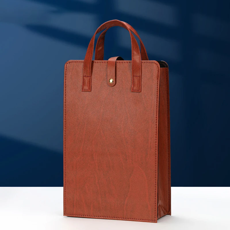 Leather Wine Folding Bag Reusable Wine Carriers Handbag With Handles Champagne Bottle Packaging Boxes wine folding bag