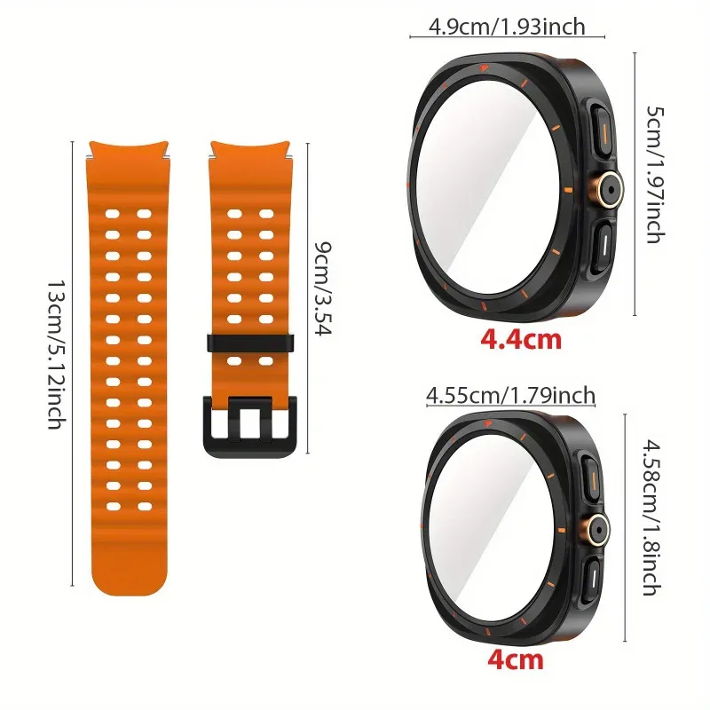 Premium Deluxe Watch Accessory Set - Ultra-Look Protective Case with HD Tempered Glass and Breathable Strap