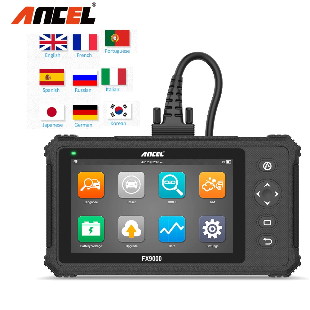 Ancel FX9000 Obd2 자동차 진단 스캐너 전문 Obd2 스캐너, 에어백 SAS ABS 블리딩 재설정 자동 코드 리더