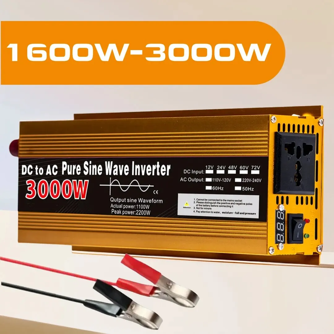 Inverter 12V 220V 24V 220V Onda Sinusoidale Pura 1600W-3000W Trasformatore Converti Convertitore Presa Multifunzione Inverter Per Auto
