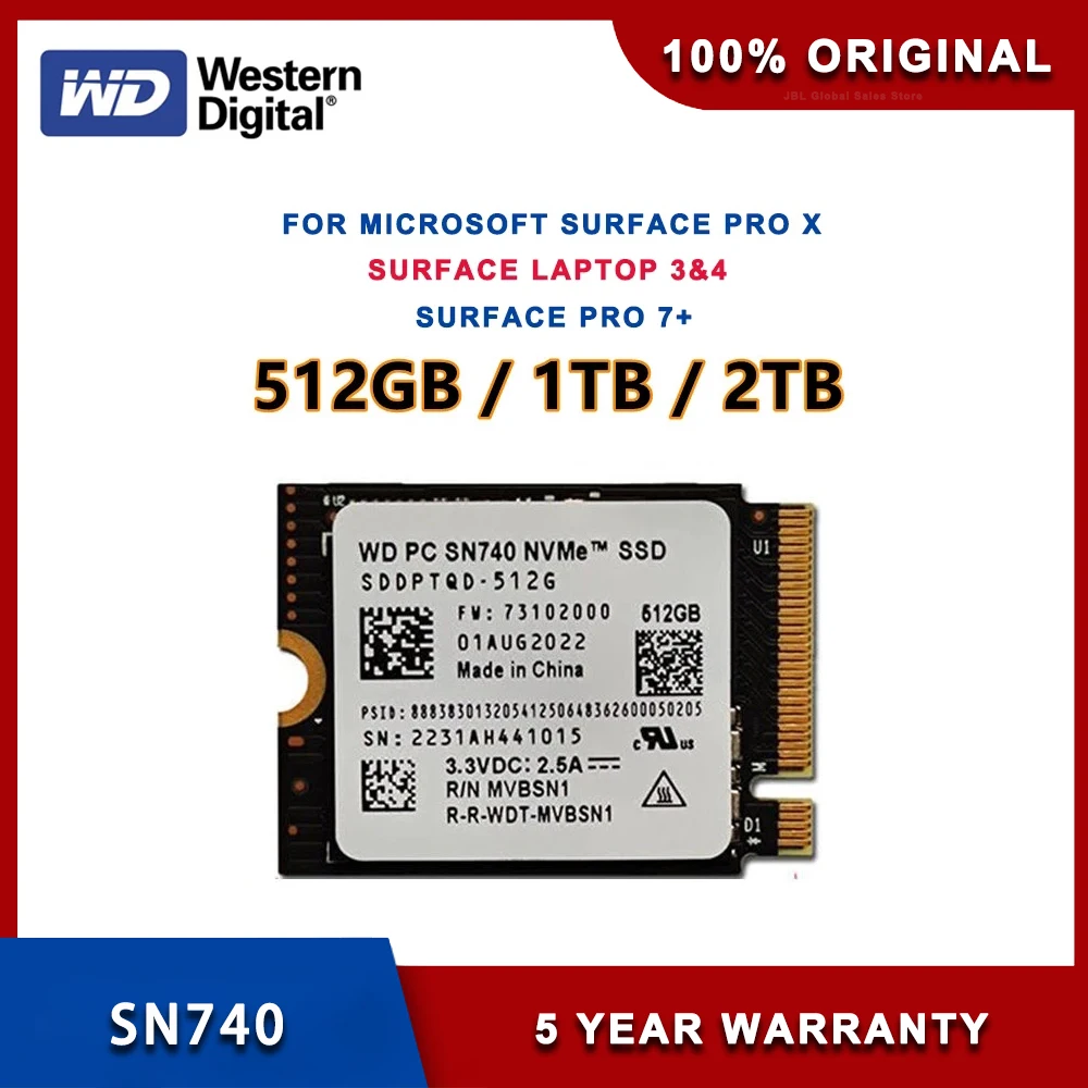 ニッサン・638 新品WD SN740 2230 SSD 1TB M.2 2242アダプタ付き