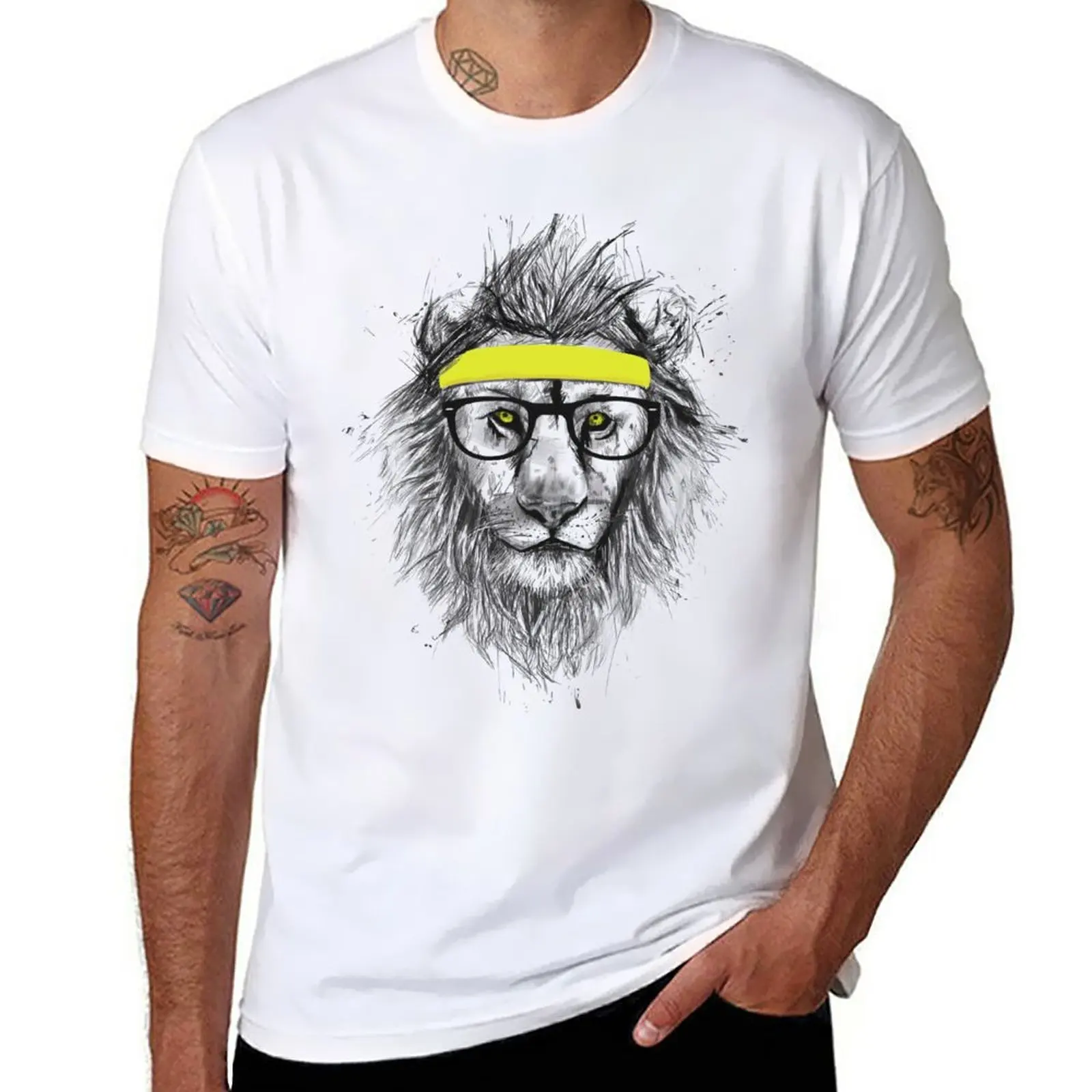 

Hipster lion T-Shirt customs new edition blanks t shirts for men cotton