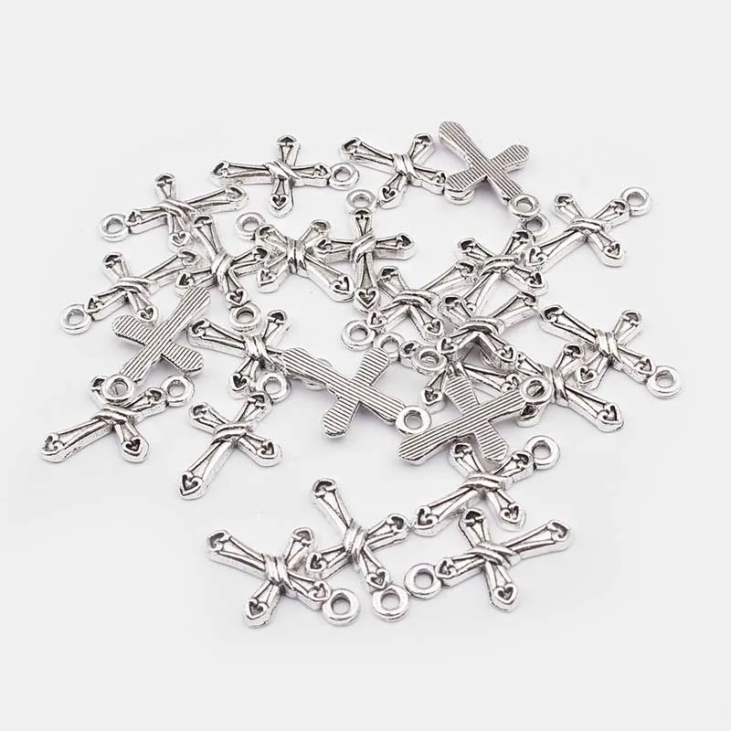 

30Pcs/lot Tibetan Silver Christian Christian Mini Cross Charms Pendants For Bracelet Necklace Jewelry Making DIY Accessories