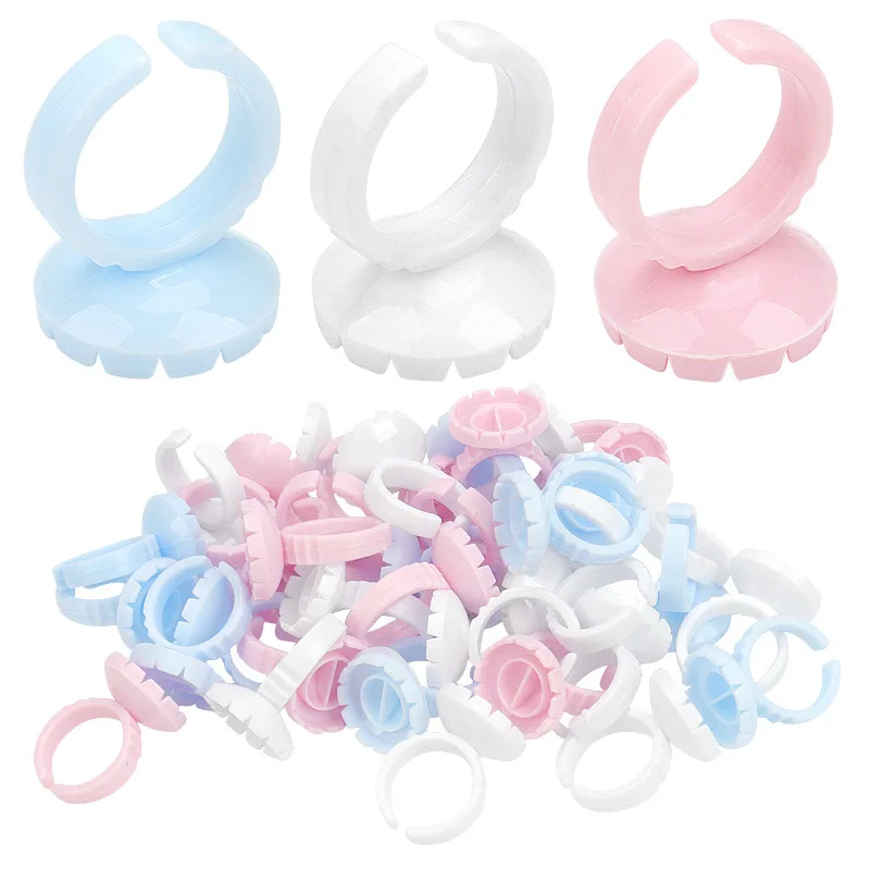 100개 일회용 속눈썹 접착제 컵 링, 속눈썹 연장용 접착제 홀더, 전문가용 인조 속눈썹 접착제 트레이