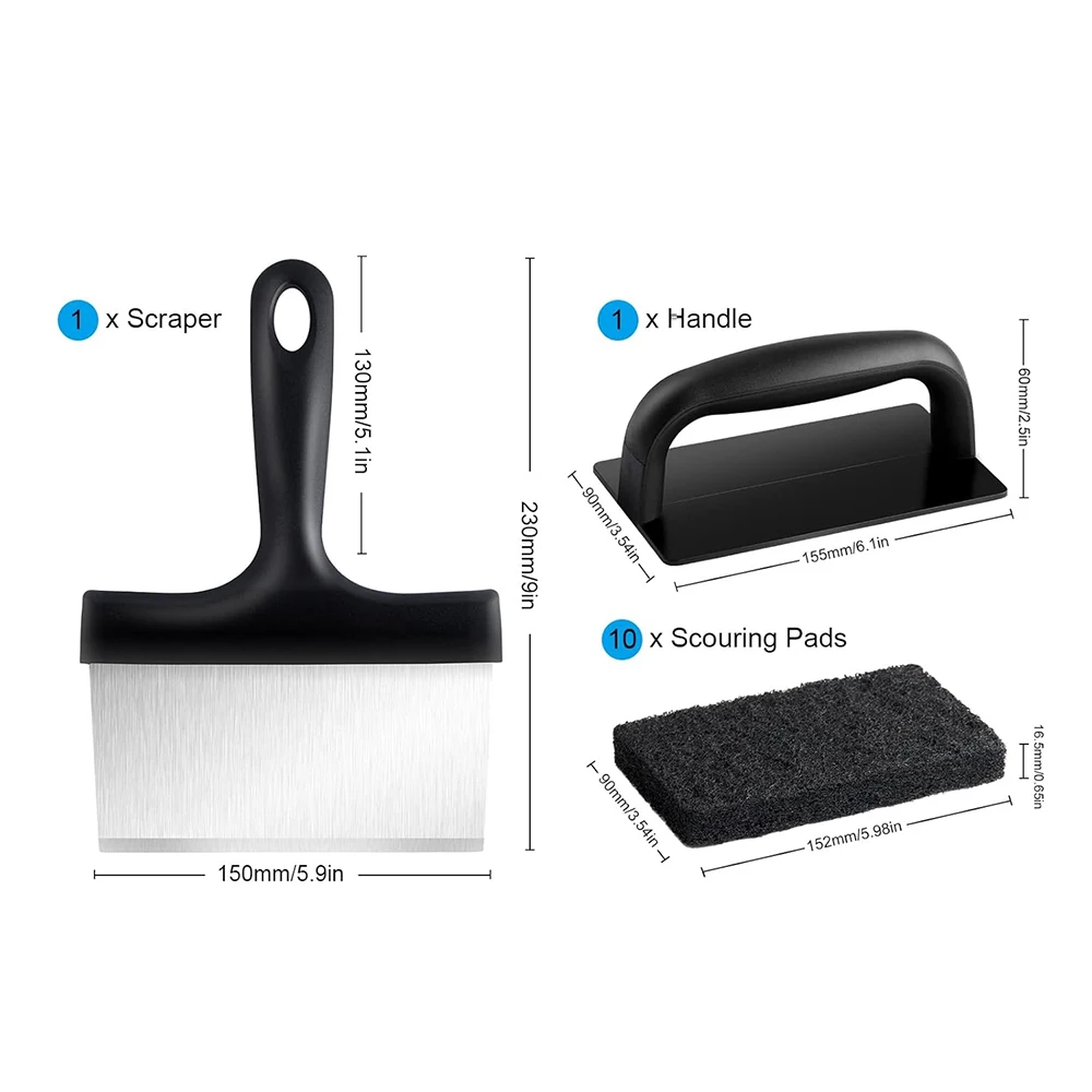 LMETJMA Blackstone Griddle Cleaning Kit Flat Top Grill Accessories Cleaner Tools Set Griddle Scraper Scouring Pads JT268 12 Pcs