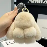 Handmade Soft Bunny PomPom Charms Plush Bunny Keychain Pendant Cute Otter Rabbit Plush Pendant Mini Bag Ornament Hanging Decor 2