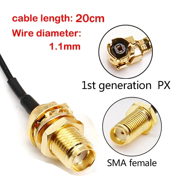 5개 2.4GHz WiFi 안테나 3DBI 게인 SMA 남성형 px1 - SMA 여성형 케이블 (라우터, 네트워크 카드, 드론, IP 카메라, IEEE WLAN용)