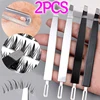 2PCS Stainless Steel Eyelash Tweezers Flat Eyebrow Clip Hair Removal Cosmetic Tools Double Headed Blackheads Acne Removal Tools 1