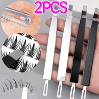 2PCS Stainless Steel Eyelash Tweezers Flat Eyebrow Clip Hair Removal Cosmetic Tools Double Headed Blackheads Acne Removal Tools 1