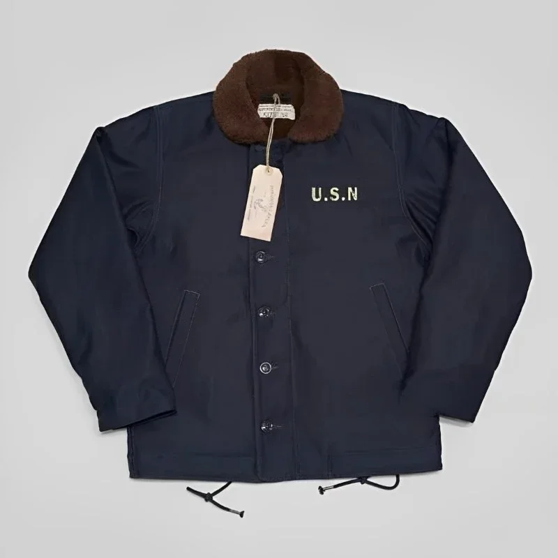 BOB DONG 1940's N-1 Deck Jacket Vintage Military Style Warm Wool Lining Men's Outerwear 2