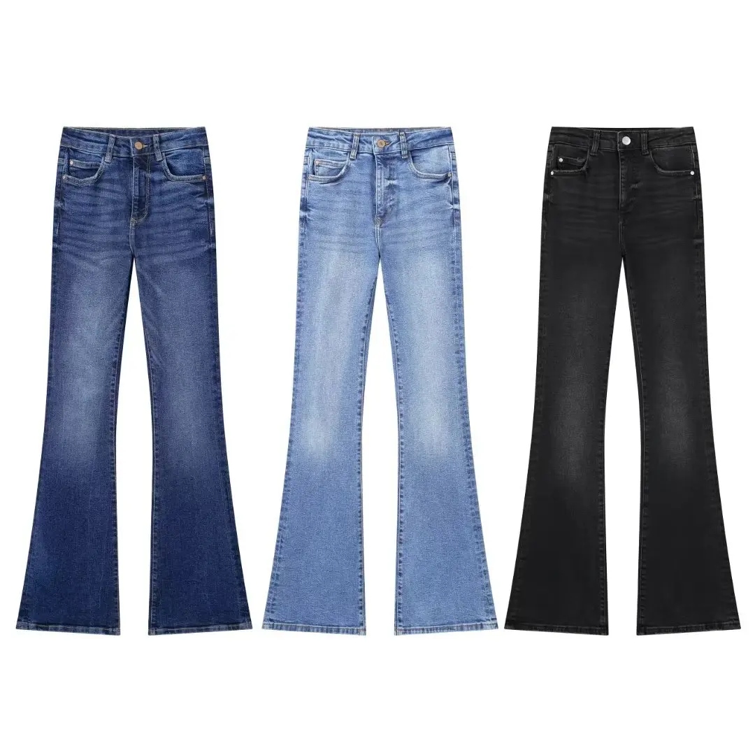 

Fall New High Waist Boot Cut Jeans For Women Fashion Stretch Skinny Denim Flared Pants Casual Slim Female Trousers