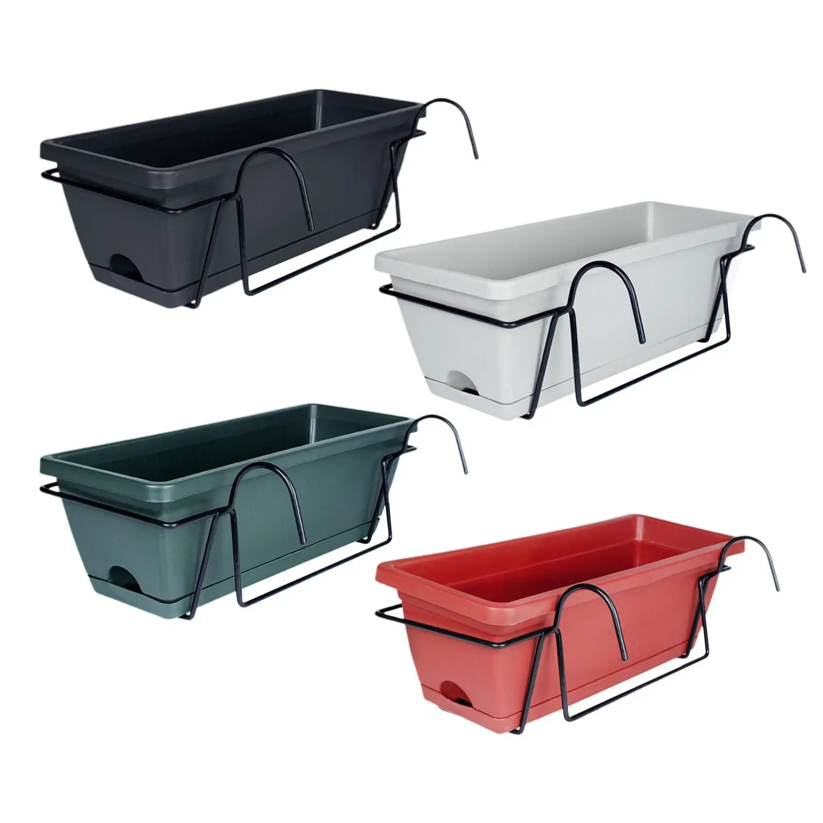 Hanging Flower Pot for Fence And Balcony, Flower Box, Flower Pot with Drainage Hole, Removable Tray, 43 X 19 X 15 Cm