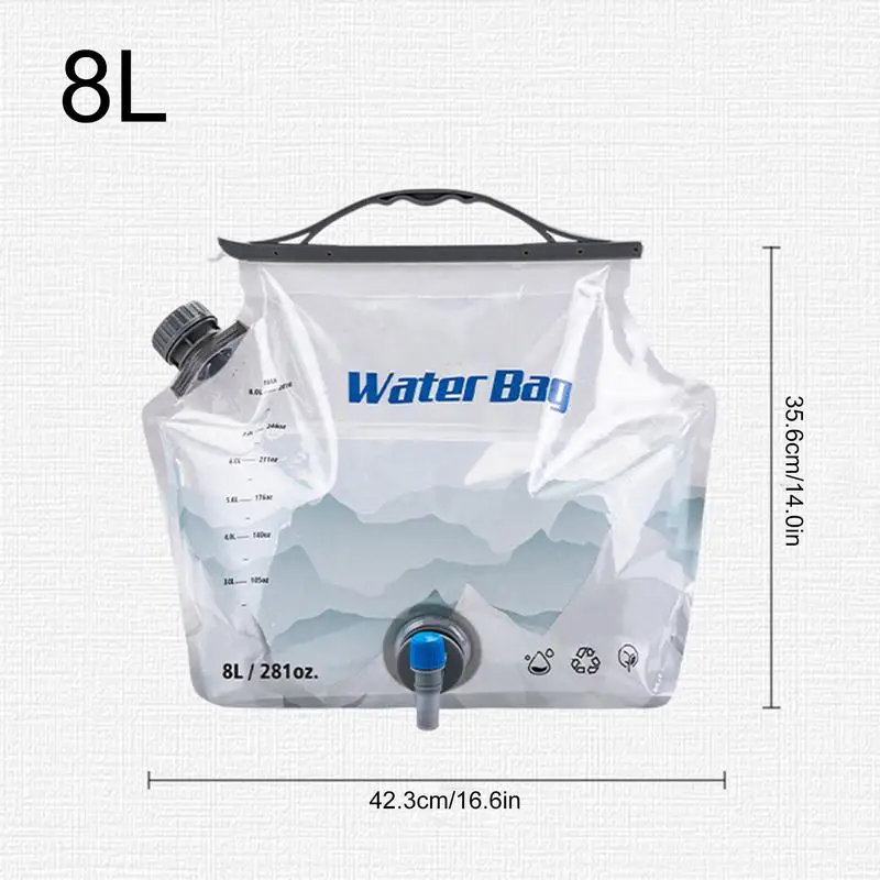 8L Camping Water Bag With Faucet Portable Water Container Folding Water Storage Carrier Jug outdoor Water Pouch For Camping