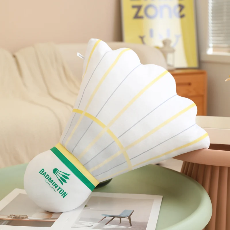 55x47cm White Plush Shuttlecock Pillow Stuffed Badminton Sport Ball Equipment Cushion Back Support Plushie Peluche Gift 5