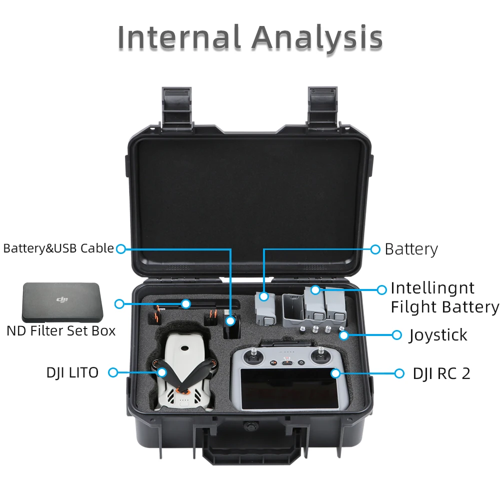 DJI Lito 1/Lito X1 RC 2/RC N3 드론 액세서리용 방폭 상자 충격 방지 방수 하드 쉘 케이스