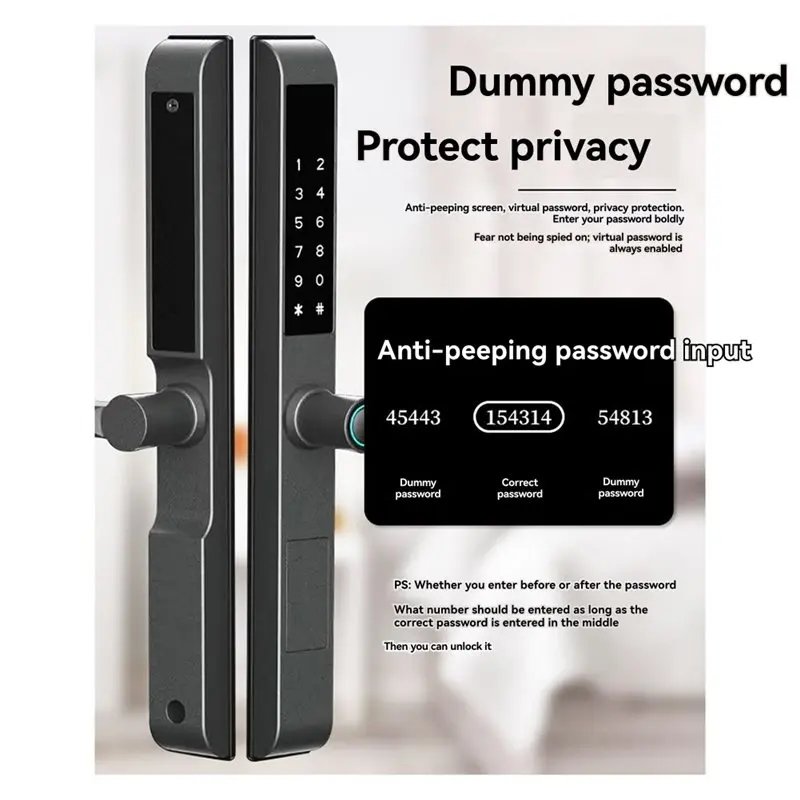 【Y19A】Ttlock 3.2CM 지문 스마트 도어락 3585 양면 방수 알루미늄 IC 카드 번호 전자 도어락 B