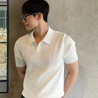 ChimPolo-Chemise à Manches Courtes pour Homme, Haut en Tricot Polyvalent, Style Coréen, Décontracté, à la Mode, Été 1