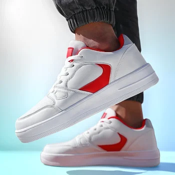 أحذية رياضية بيضاء للرجال إكسسوارات مفصلة أحذية مشي عالية الجودة للعمل المدرسي والترفيه أحذية عصرية مريحة ومرنة 6