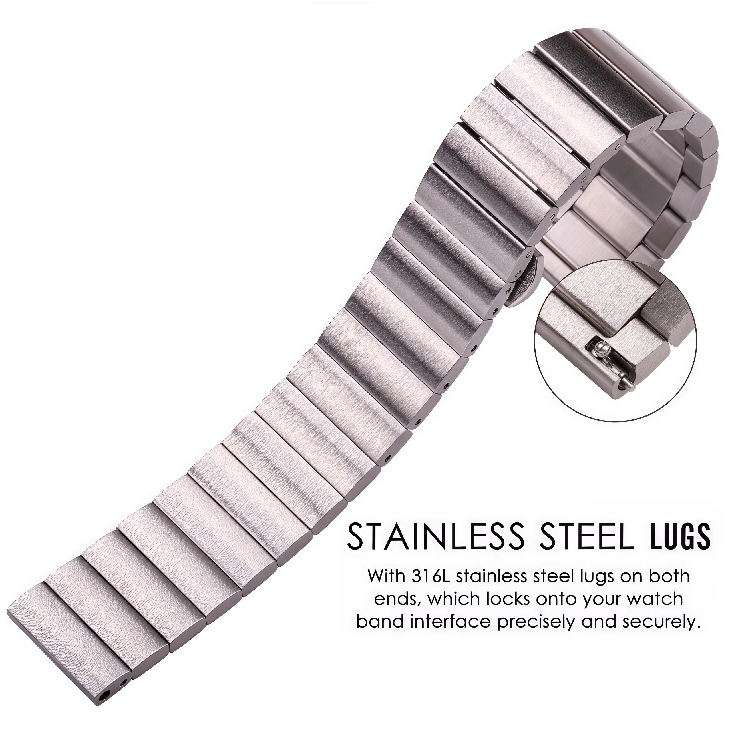 Elegant Solid Stainless Steel Sports Watch Strap in Silver and Black with Easy Quick Release Adjustment
