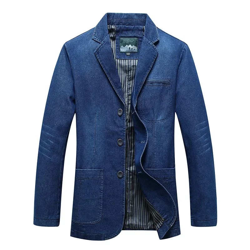 Men's Loose-fit Denim Blazer Casual Western-style Clothes Jacket Youthful Vibe 2182
