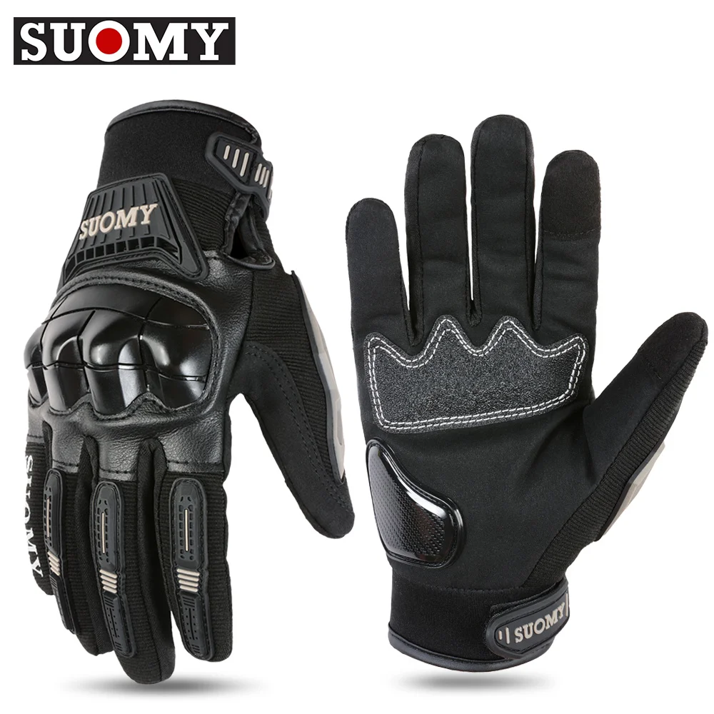 

SUOMY Summer Motorcycle Gloves Non-Slip Touchscreen Motocross Glove Breathable PVC Full Knuckle Finger Protective Wear Resistant