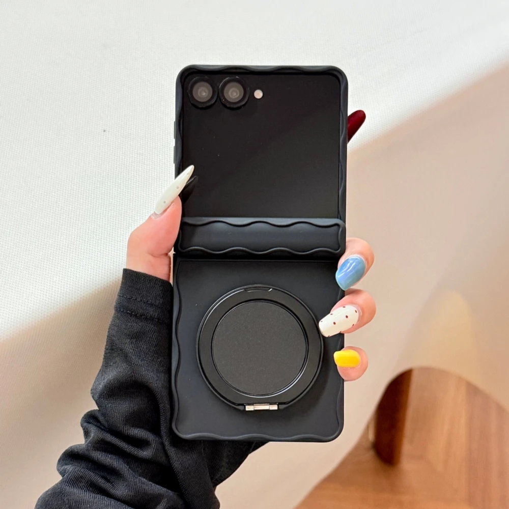 Wave Frame Silicone Matte Bracket Phone Case - Candy Color Shockproof Magnetic Back Cover