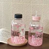 Cute Bowknot Plastic Cups With Straw Lid Portable Drinking Bottle Kawaii Water Bottle Aesthetic Tumbler For Ice Coffee Juice Tea 2
