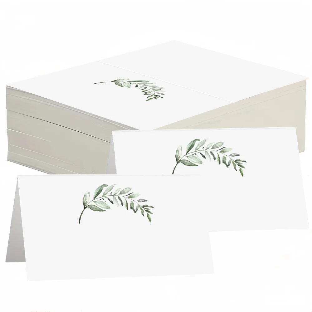 Place Cards 20/50/100pcs Simple Fresh Plant Wedding Seating Number Table Card Name Place Card Christmas Birthday Banquet Party Greeting place cards,wedding table numbers