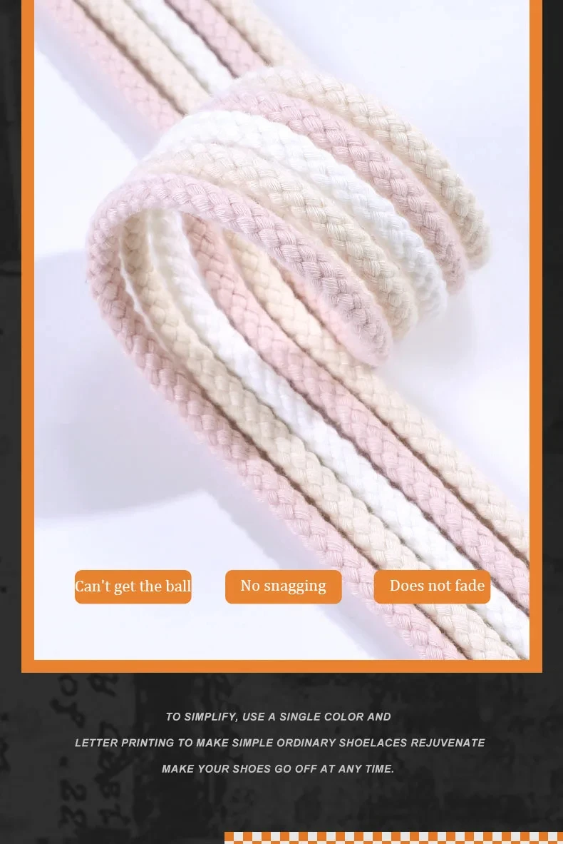 1 Paar klassische Baumwollgeflecht-Canvas-Schnürsenkel für lässige Turnschuhe AF1/AJ Hanfseil runde Schnürsenkel 7 mm dicke Schnürsenkel – Detail 7